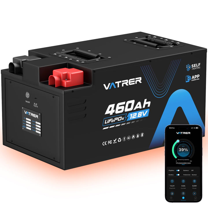 VATRER POWER 12V 460Ah Selbstaufheizende LiFePO4 RV- & Wohnmobil-Batterie, APP-Überwachung, integrie