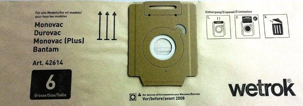 10 Original Wetrok Saugertüten Monovac 6, Durovac 6