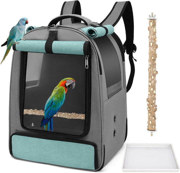 ALLSOPETS Vogelrucksack Leicht und Atmungsaktiv Tragbarer Papageiträger für Kleine Tiere mit Ständer
