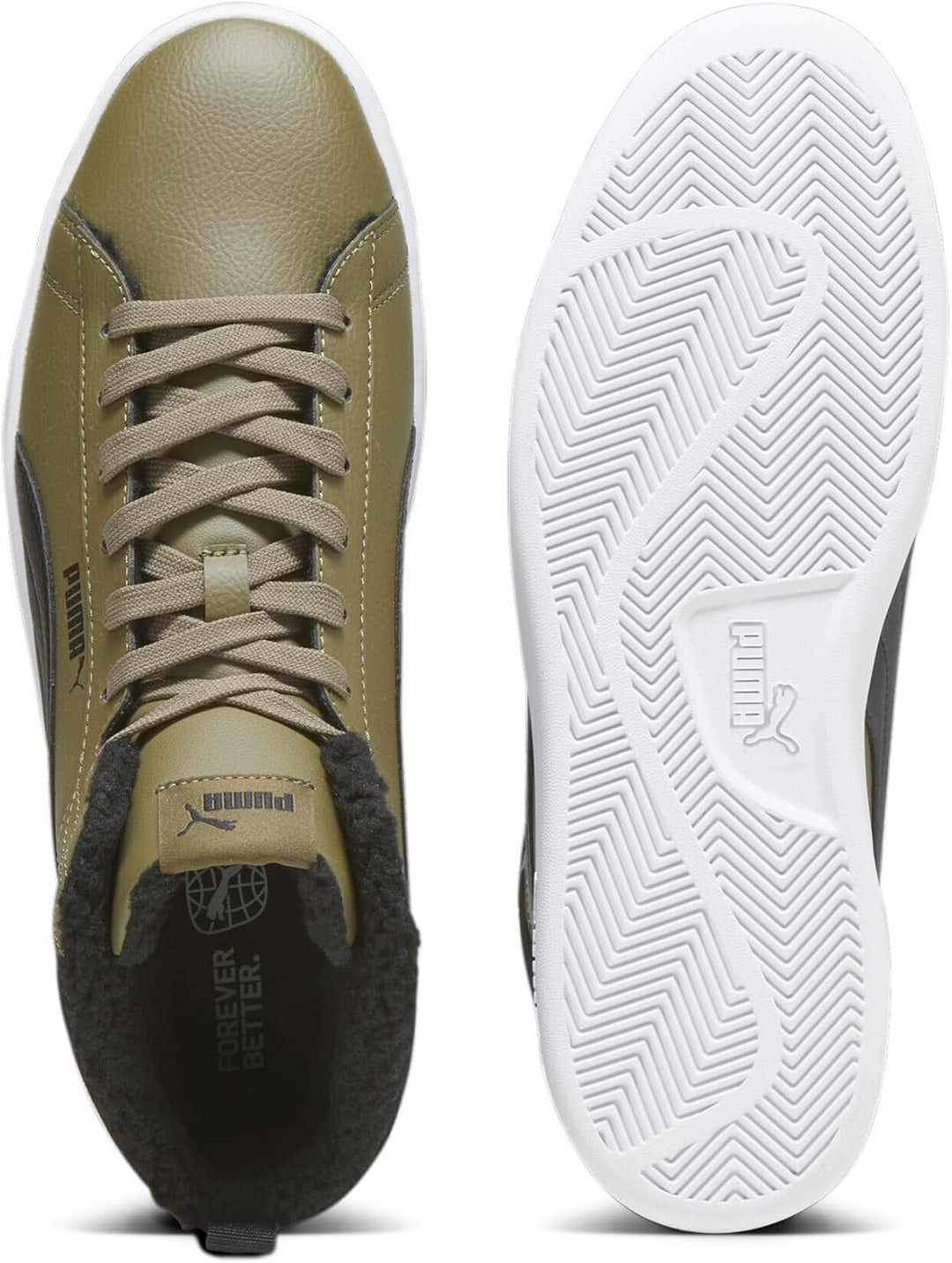 PUMA Unisex Smash 3.0 Mid WTR Sneaker, Olive Drab Puma Black Puma White