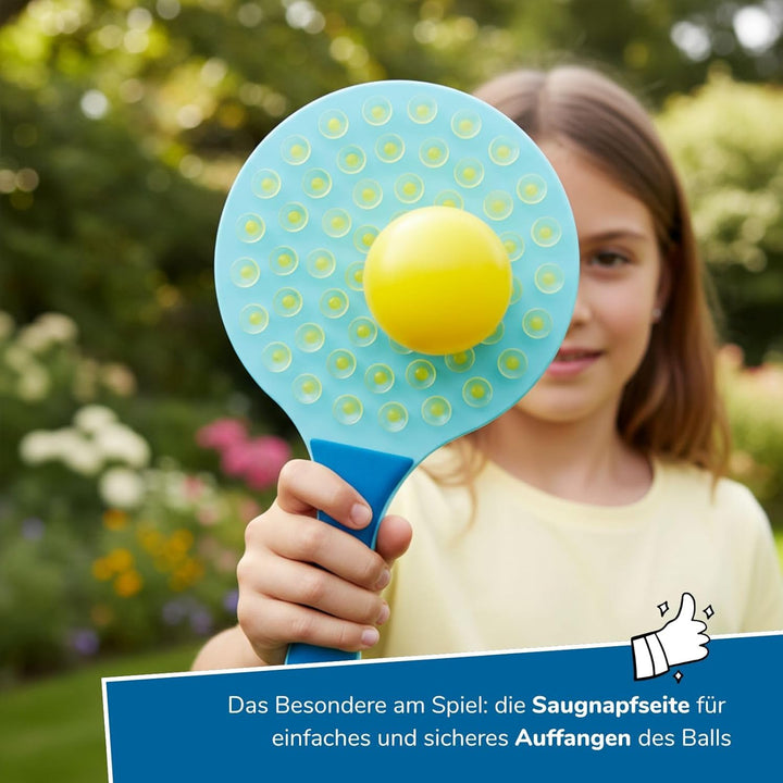 alldoro 60070 Sticky Beachball-Set - 2in1 Strandspiel mit 2 ergonomischen Schlägern + 2 Bällen, eins