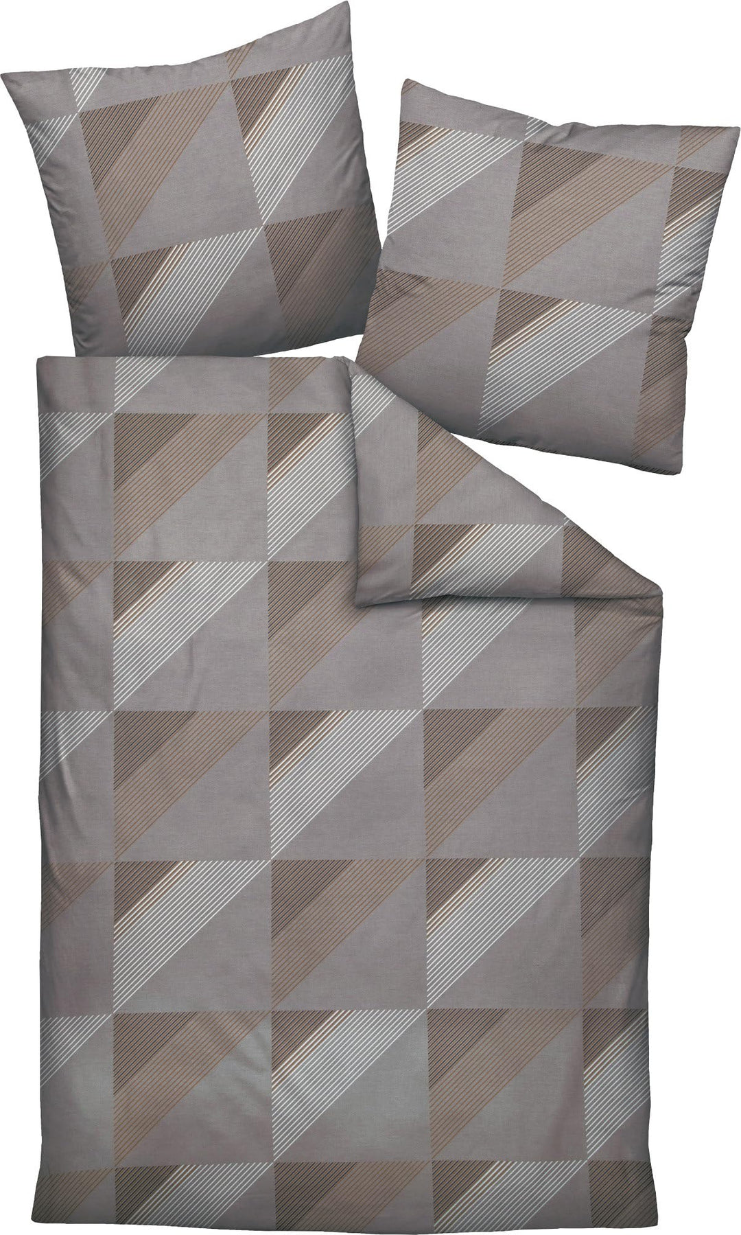 Janine Mako-Satin-Bettwäsche J.D. 135x200 cm + 80x80 cm Taupe, 135x200 cm