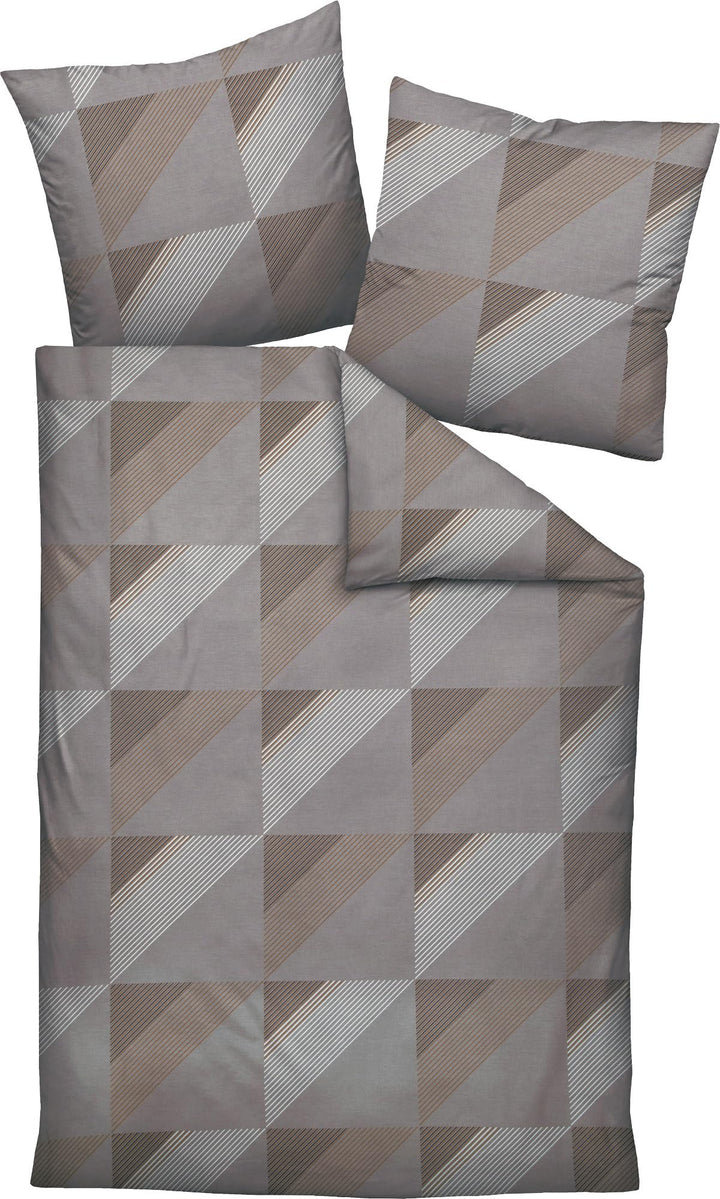 Janine Mako-Satin-Bettwäsche J.D. 155x220 cm + 80x80 cm Taupe, 155x220 cm