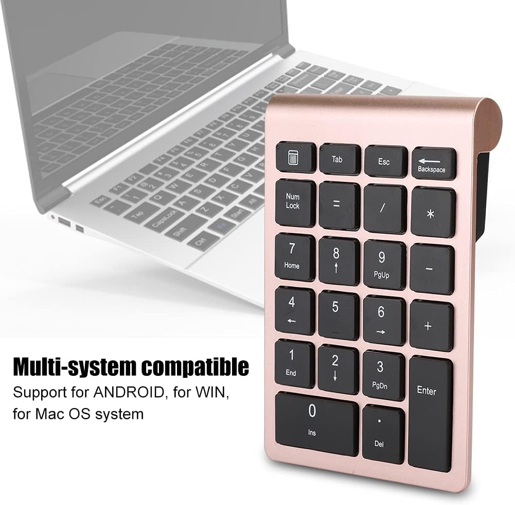 ASHATA Zehnertastatur, 22 Tasten Zehnertastatur USB 2.4G Kabellose Ergonomietastatur mit Empfänger,