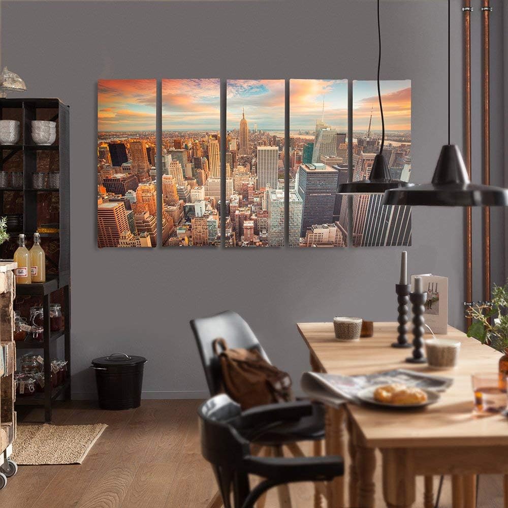 Feeby. Leinwandbild - 5 Teile - Bilder, Wand Bild, Wandbilder, Kunstdruck XXL, 5-Teilig, (NEW YORK,
