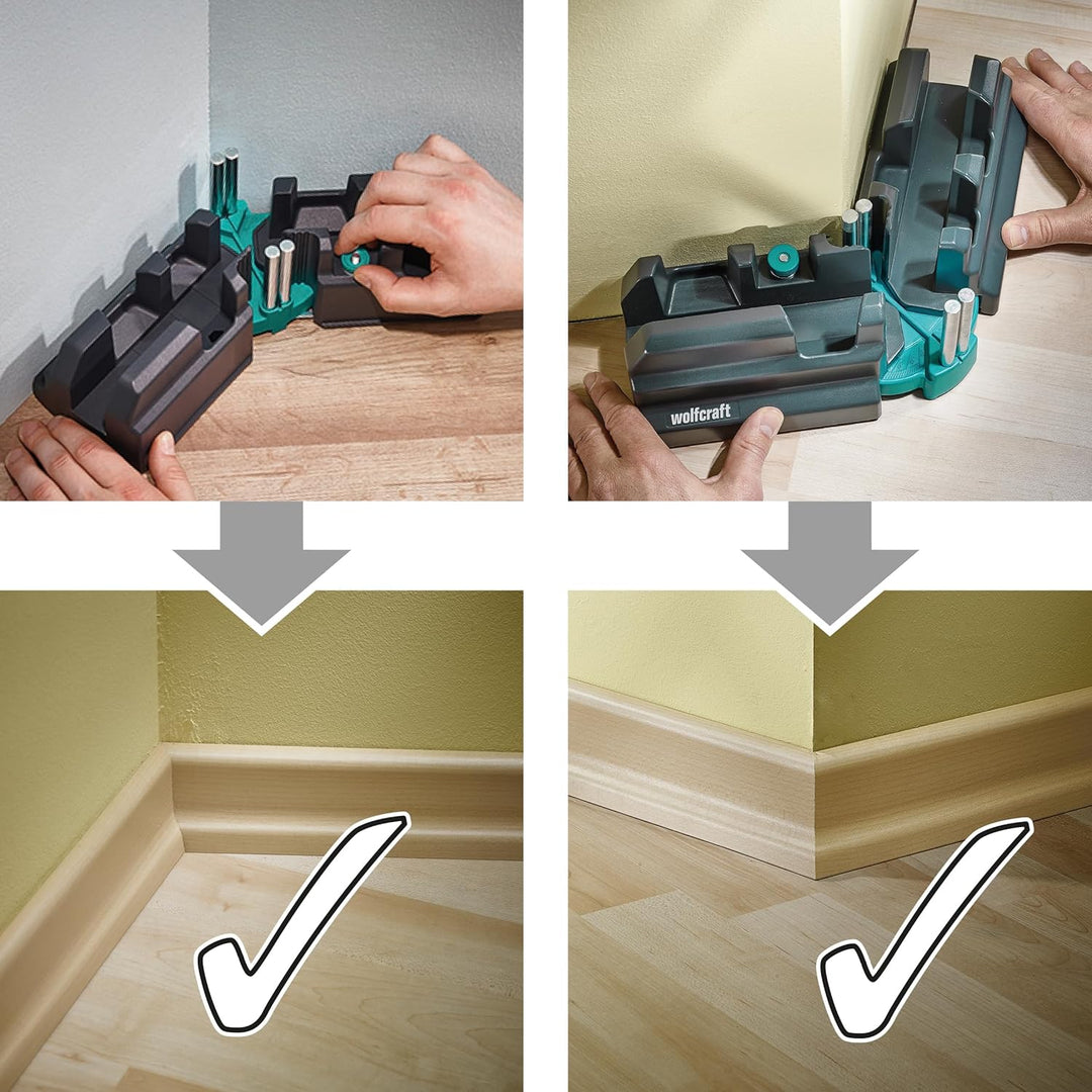 wolfcraft Schmiege und Schneidlade, praktischer Helfer um Fussleisten bis zu einer Höhe von 70 mm zu