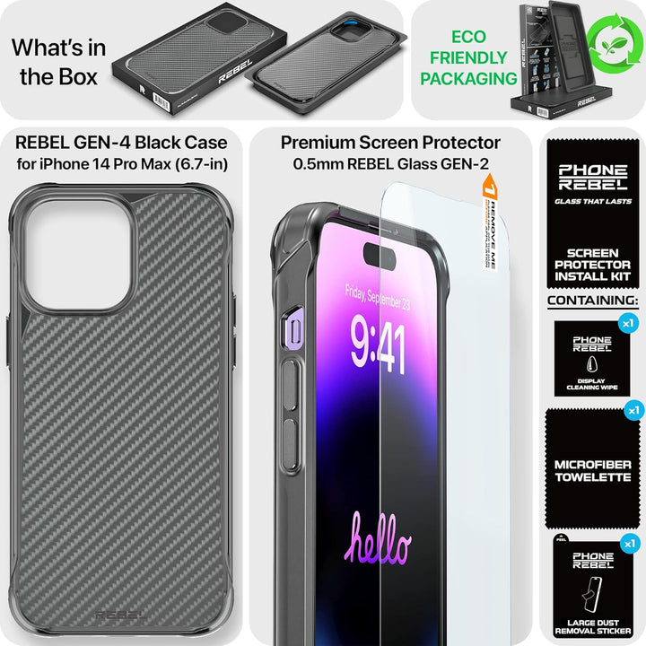REBEL Handyhülle für iPhone 14 Pro Max Serie GEN-4 Aramidfaser, stark MagSafe-kompatibel, schützende
