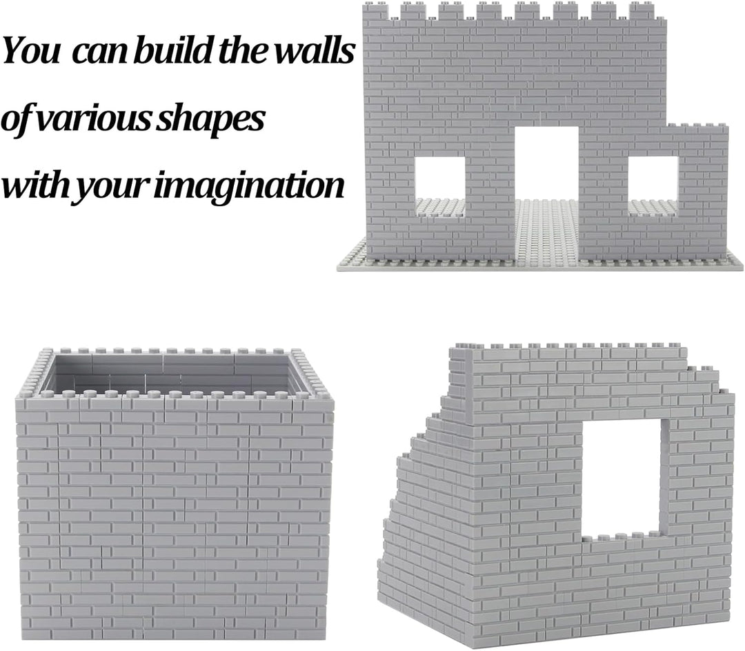 Feleph 260 Stück Mauerstein Set Masonry Profile Bricks Mehrfarbige Bausteine für Wand MOC Mauerwerk