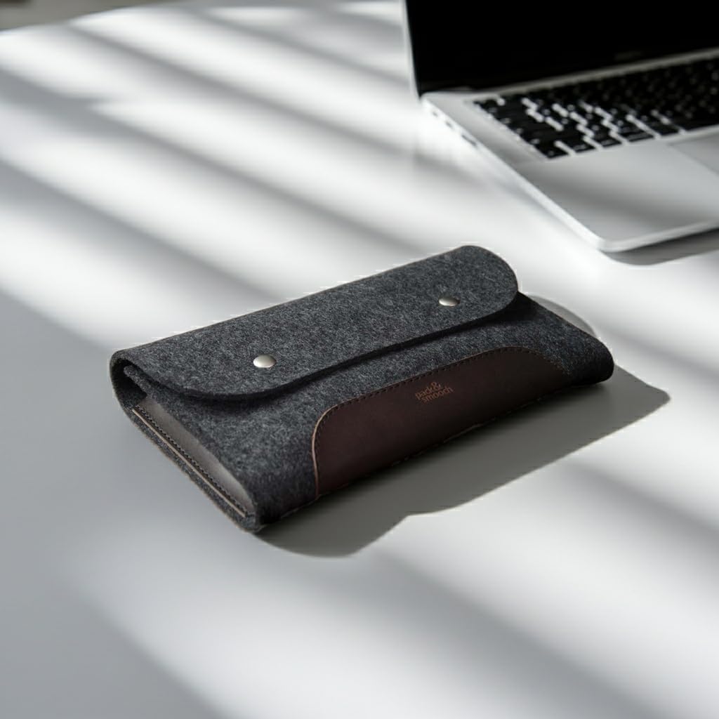 Pack & Smooch MacBook iPad Pro Zubehör Und Kabel Tasche 100% Wollfilz Und Pflanzlich Gegerbtes Leder