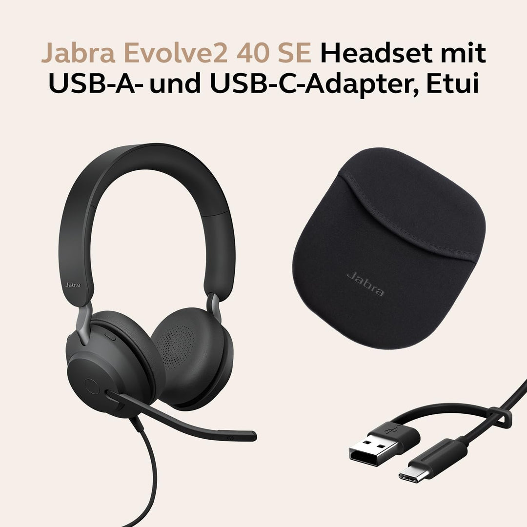 Jabra Evolve2 40 SE Kabelgebundenes Mono-Headset mit Geräuschunterdrückung, 3-Mikrofon-Technologie u