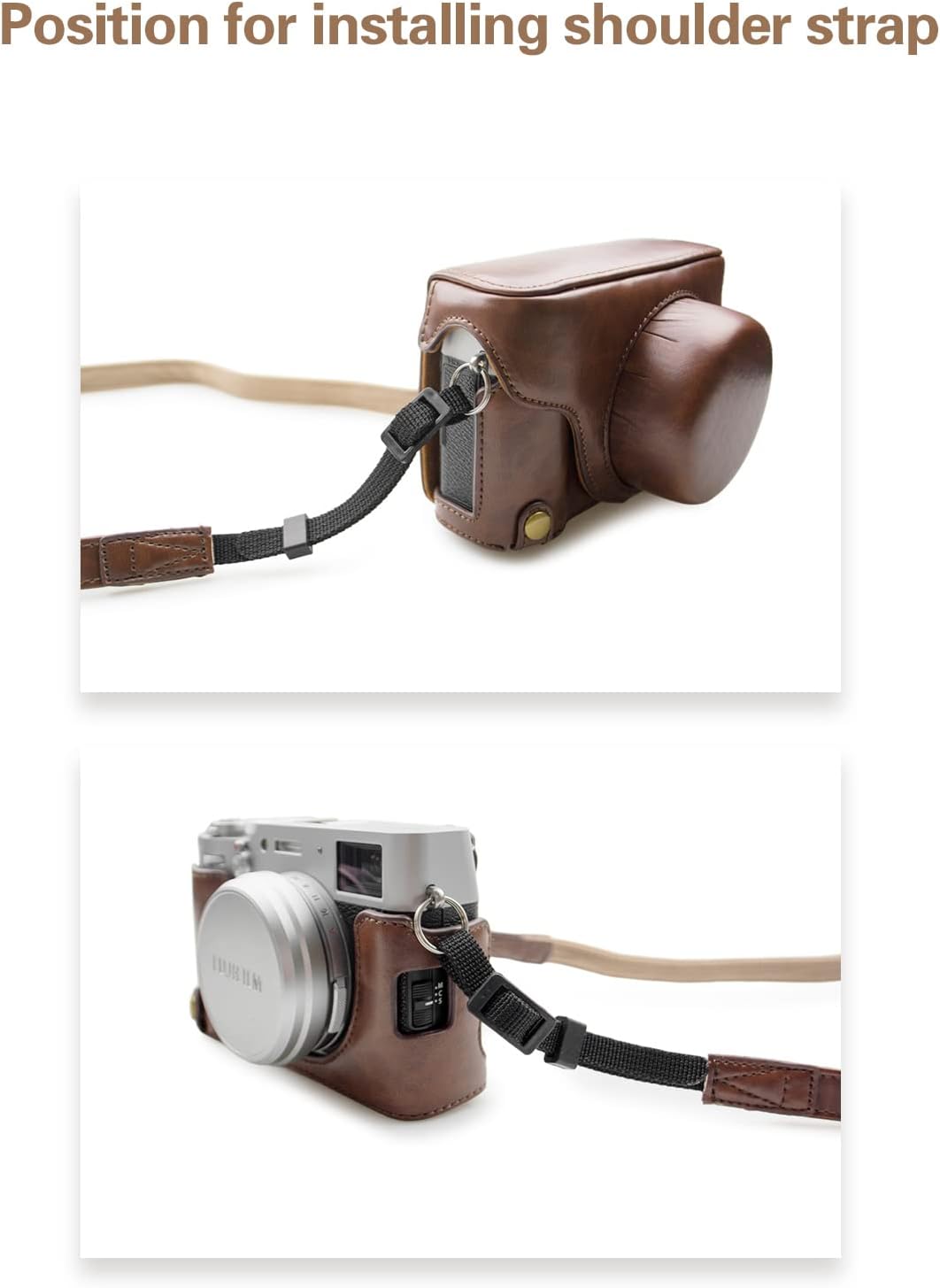MUZIRI KINOKOO Fuji X100V Tasche aus PU-Leder für Fujifilm X100V Kamera Schutzhülle - Abnehmbares De