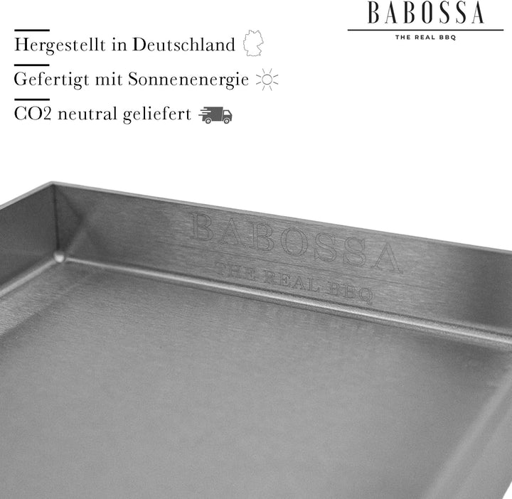 BABOSSA Grill Plancha aus V2A Edelstahl 30 x 45 cm – Erstklassige Verarbeitung & perfekte Hitzeverte