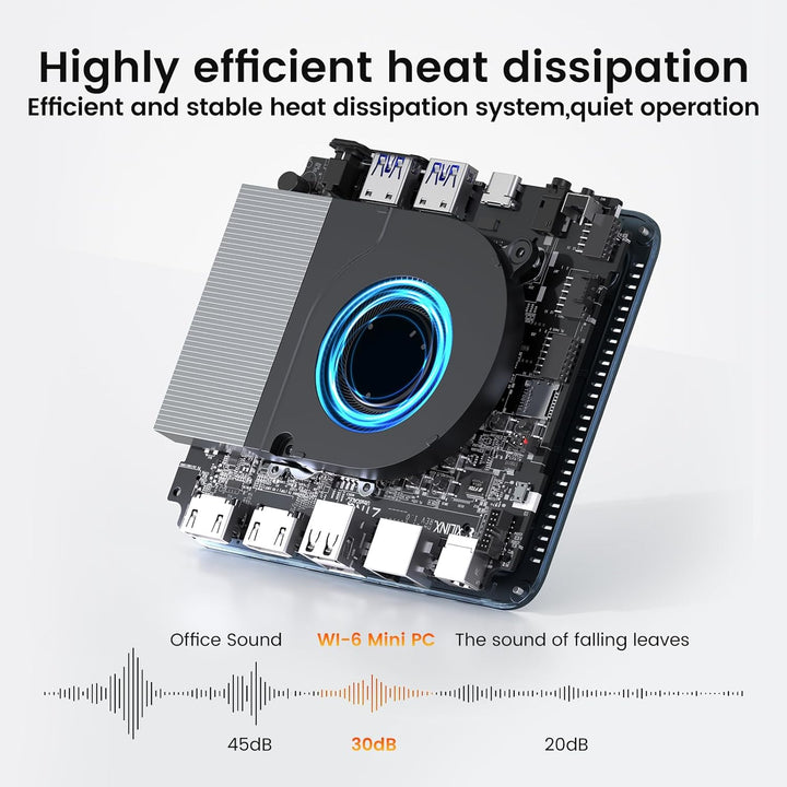 Trycoo WI-6 Mini PC 16 GB RAM 512 GB M.2 SSD, Mini-PC mit Intel 12. N100-Prozessor (bis zu 3,4 GHz),