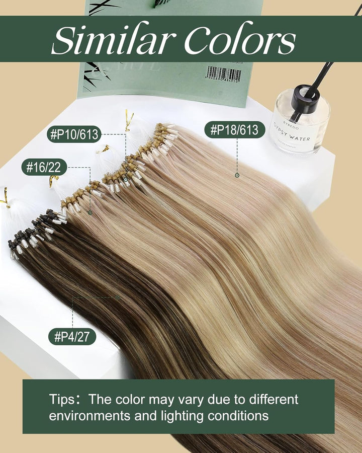 Ugeat Cold Fusion Microring Extensions Echthaar 50Gramm 45cm Haarverlängerung mit Microring Extensio