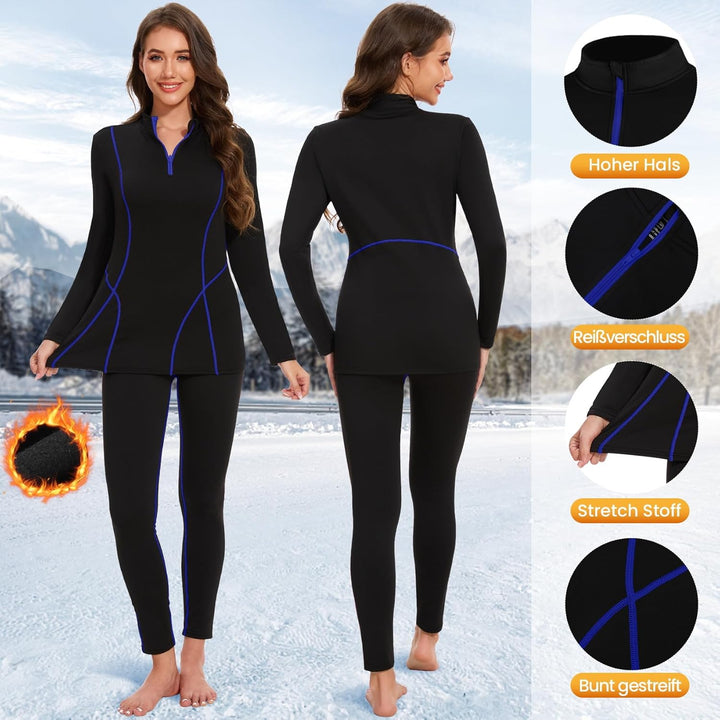 SIMIYA Thermounterwäsche Damen, Skiunterwäsche Funktionsunterwäsche Set Extra Warm und Atmungsaktiv