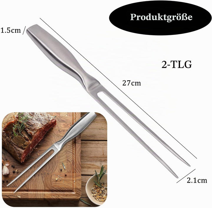 2 Stück Fleischgabel Edelstahl Tranchiergabel mit Ergonomischem Griff Grillgabel Edelstahl Länge 27
