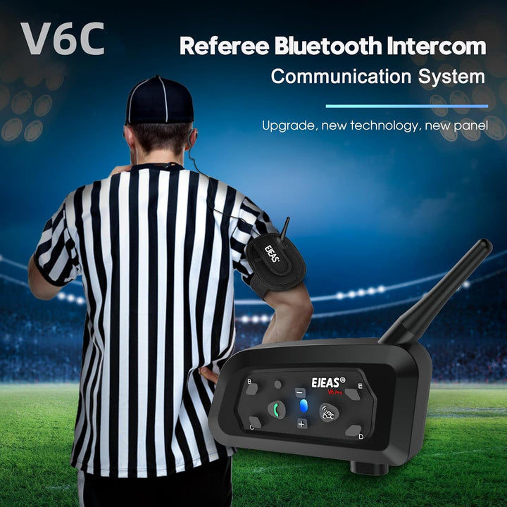 V6C Fusball Schiedsrichter Headset Intercom, Bluetooth Kommunikationssystem für 2 bis zu 6 Personen