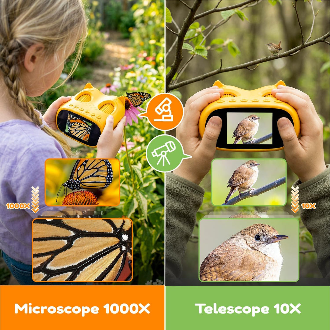 1000X Mikroskop für Kinder Taschenmikroskop Digital: 2-in-1 Handmikroskop und Teleskop für Kinder mi