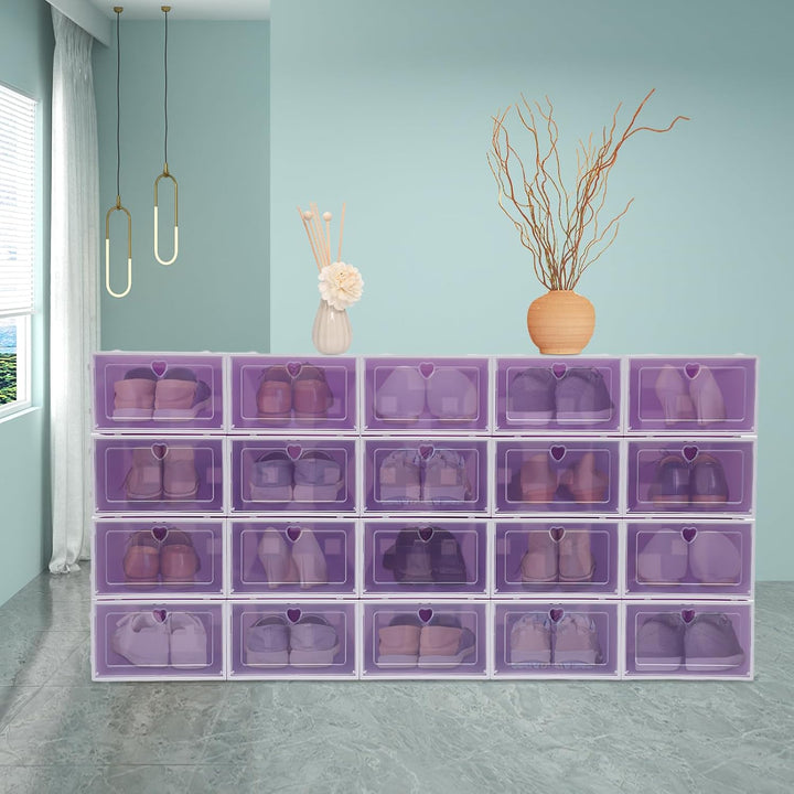 20 *Schuhboxen stapelbar transparent,Schuhboxen Stapelbar Schuhaufbewahrung,Kunststoff-Schuhkarton m