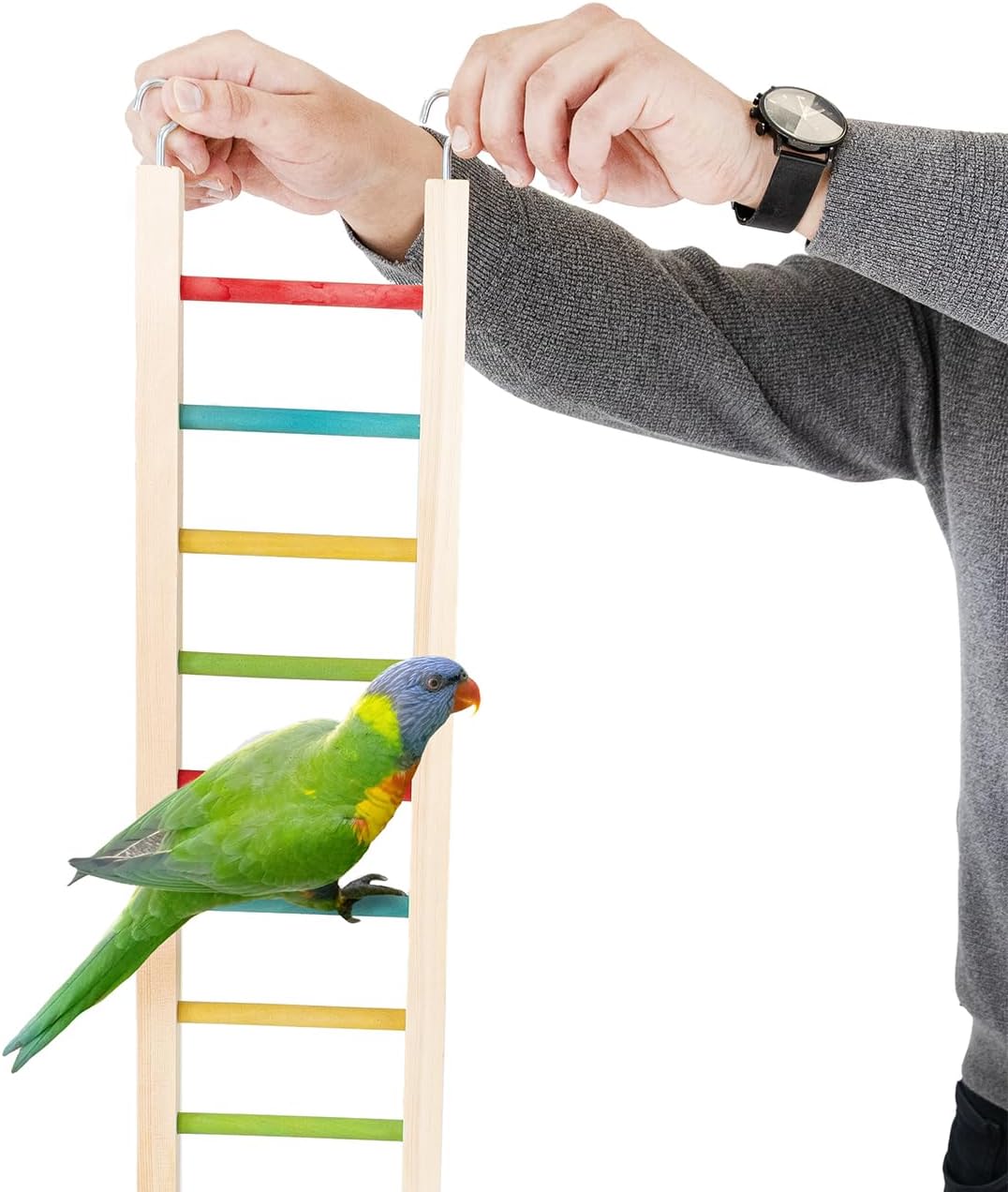 HappyBird | Holzleiter für Papageien - 120 cm | XXL Kletterleiter, Vogelleiter