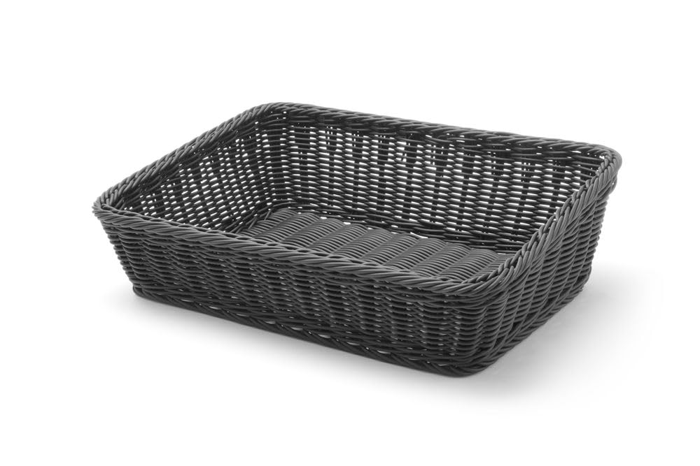 HENDI Brotkörb, Brötchenkorb, Körbe, abgeschrägt, 400x300x(H)120mm, Polypropylen, Schwarz Schwarz 40