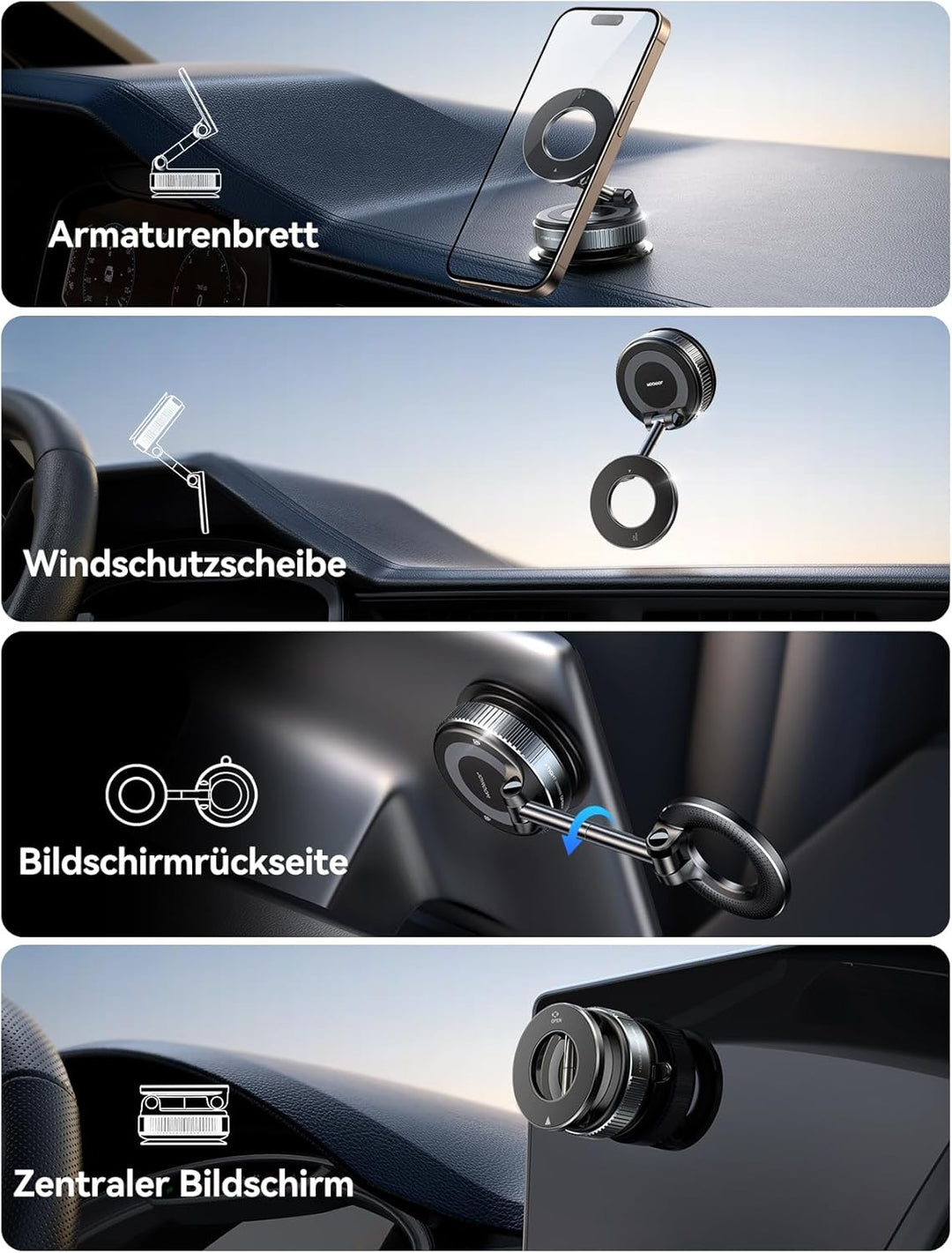 JOYROOM Vakuum Handyhalterung Auto Magnet Faltbar, Saugnapf Handy Halterung Auto Magsafe mit 360° Ve