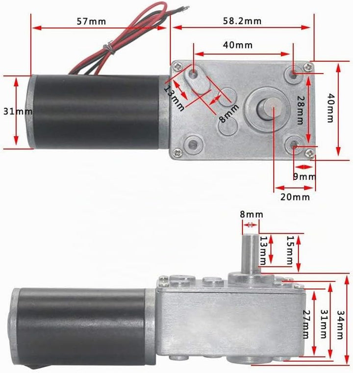 DC 24 V Turbo-Schneckengetriebemotor, Umkehrbar, Geschwindigkeitsreduzierung, Elektrischer Getriebem
