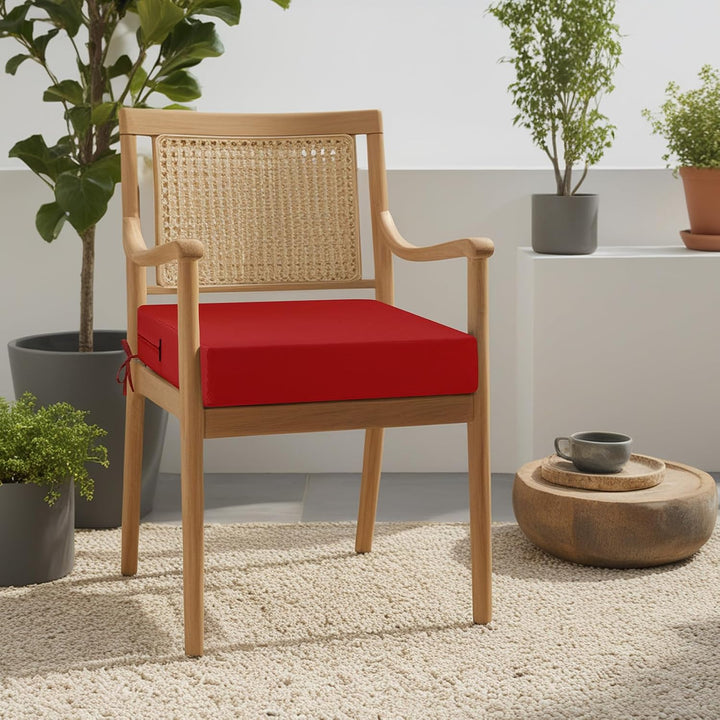 Outdoor Stuhlkissen 40x40, 2er Set mit Bändern, Rot Rot 40 x 40 x 7 cm, Rot 40 x 40 x 7 cm