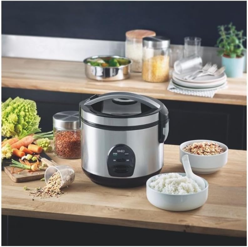 Simeo CRM230 Reiskocher aus Graphit, Edelstahl, 3 l, Knöpfe, 500 W, 220-240 V, 50-60 Hz