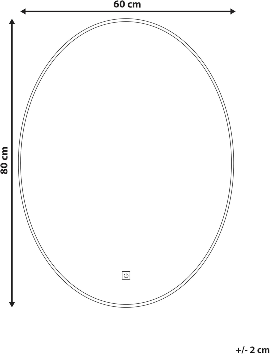 Badspiegel LED-Beleuchtung oval silber 80x60 cm mit Antibeschlagsystem Mazille