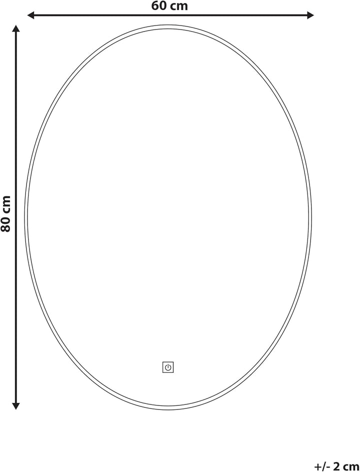 Badspiegel LED-Beleuchtung oval silber 80x60 cm mit Antibeschlagsystem Mazille