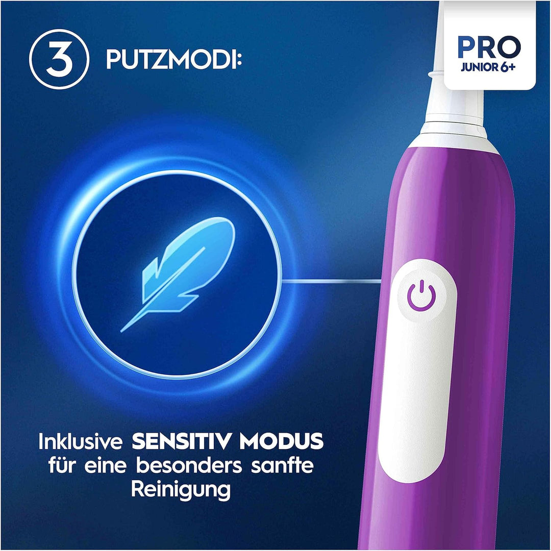 Oral-B Pro Junior Elektrische Zahnbürste/Electric Toothbrush für Kinder ab 6 Jahren, Drucksensor, 3