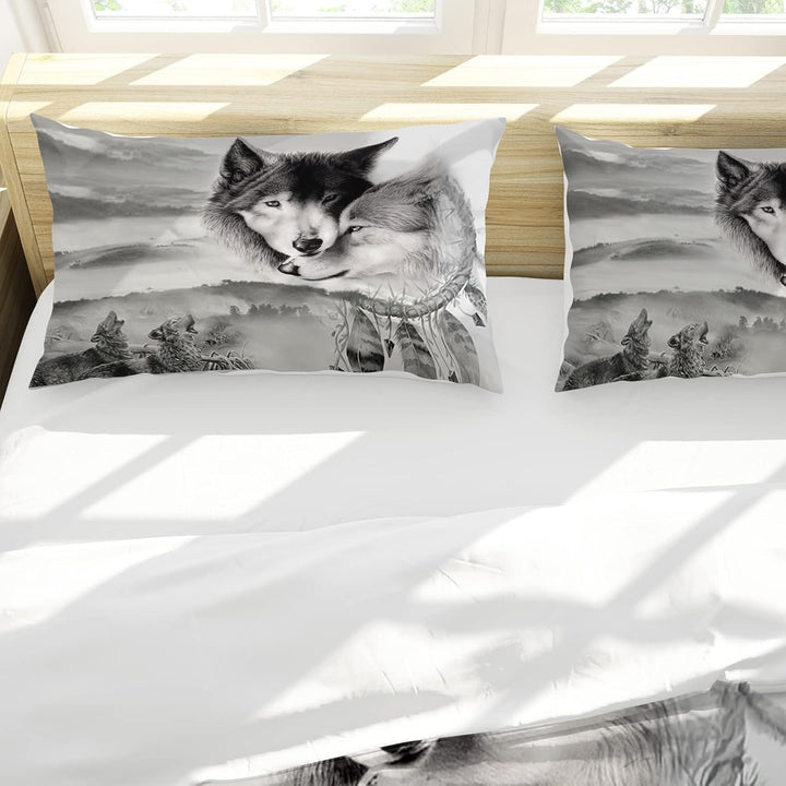 Hoimlm Wolf Bettwäsche 220x240 Mikrofaser Bettbezug mit kopfkissenbezug, Jungen Teens bettwäsche Set