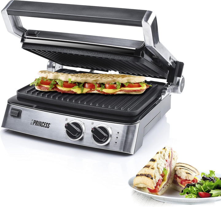 Princess Kontaktgrill/ Sandwichmaker – 180° aufklappbar mit zwei einstellbaren Thermostaten, 117300,
