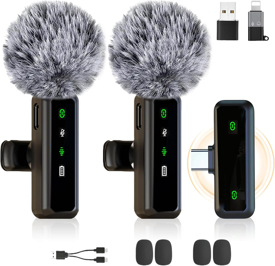 flintronic Kabelloses Lavalier Mikrofon für iPhone/iPad/Android, Lavalier Mikrofon Kabellos, Ansteck