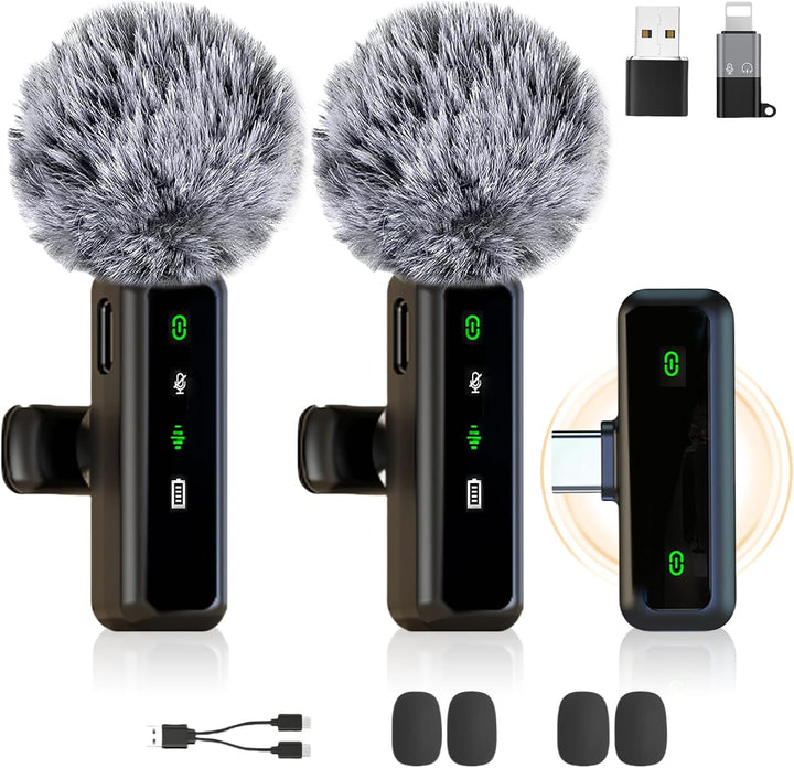 flintronic Kabelloses Lavalier Mikrofon für iPhone/iPad/Android, Lavalier Mikrofon Kabellos, Ansteck