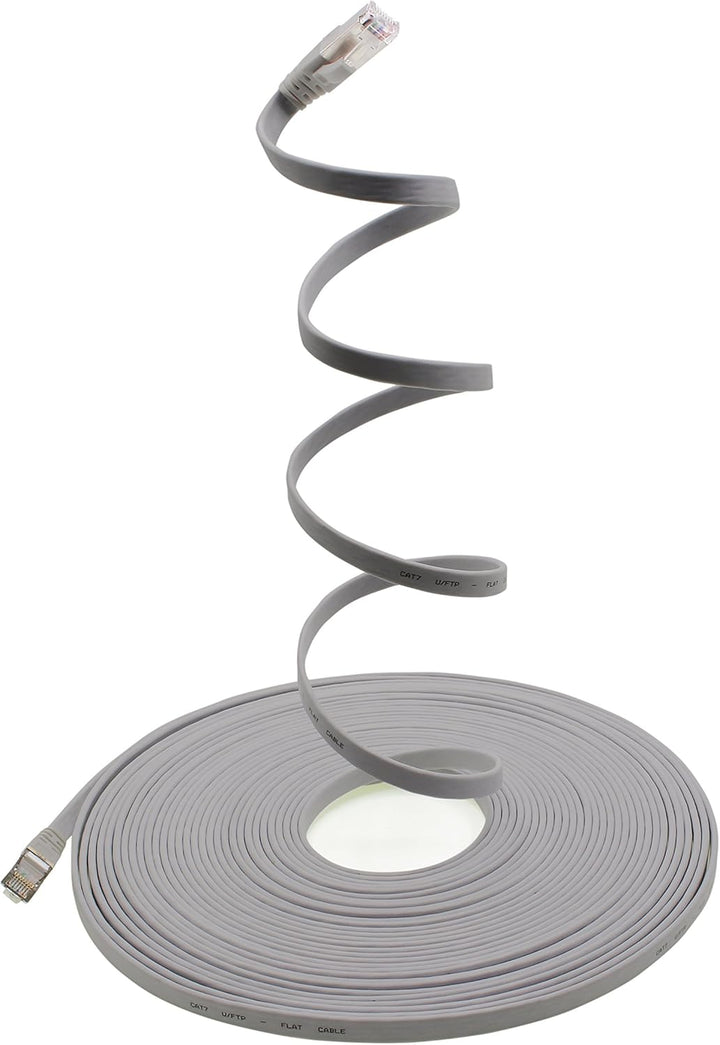 2m - grau - 10 Stück Cat7 Flachkabel Netzwerkkabel Cat 7 Rohkabel Gigabit Lan (10Gbit/s) Flachbandka