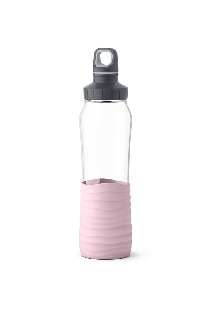 Emsa N31005 Drink2Go Glas Trinkflasche | Fassungsvermögen: 0,7 Liter| Schraubverschluss | 100% dicht