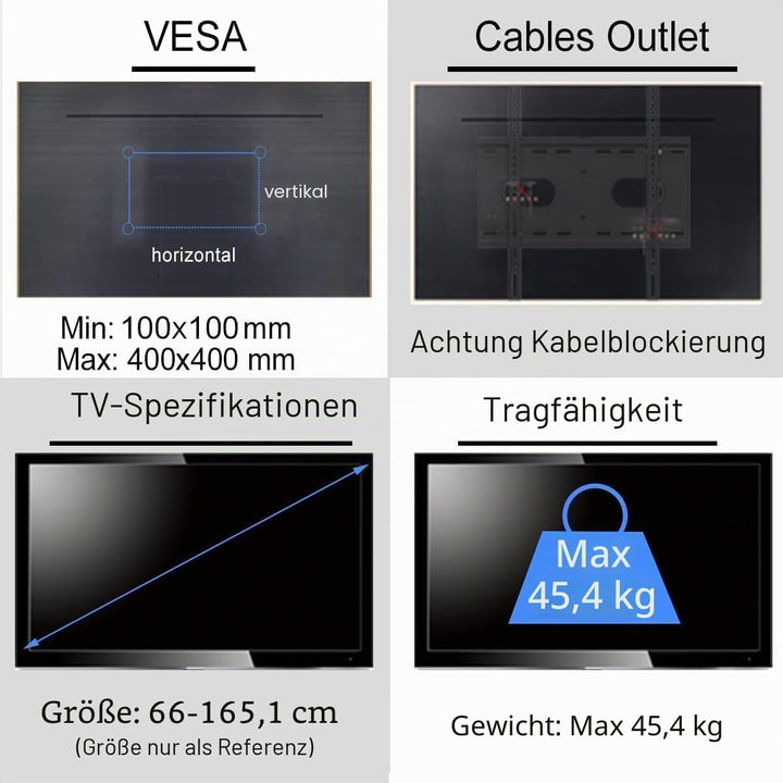 Suptek TV Deckenhalterung Für 26-65 Zoll LCD LED Plasma Flachbildschirme höhenverstellbar mit Neigun