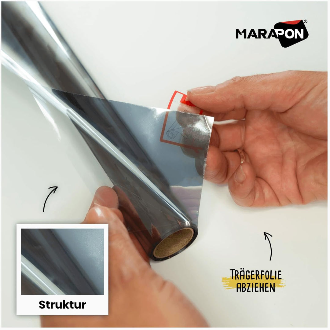 MARAPON® Sonnenschutzfolie Fenster innen [44.5x200 cm] Fensterfolie Sonnenschutz von innen durchsich