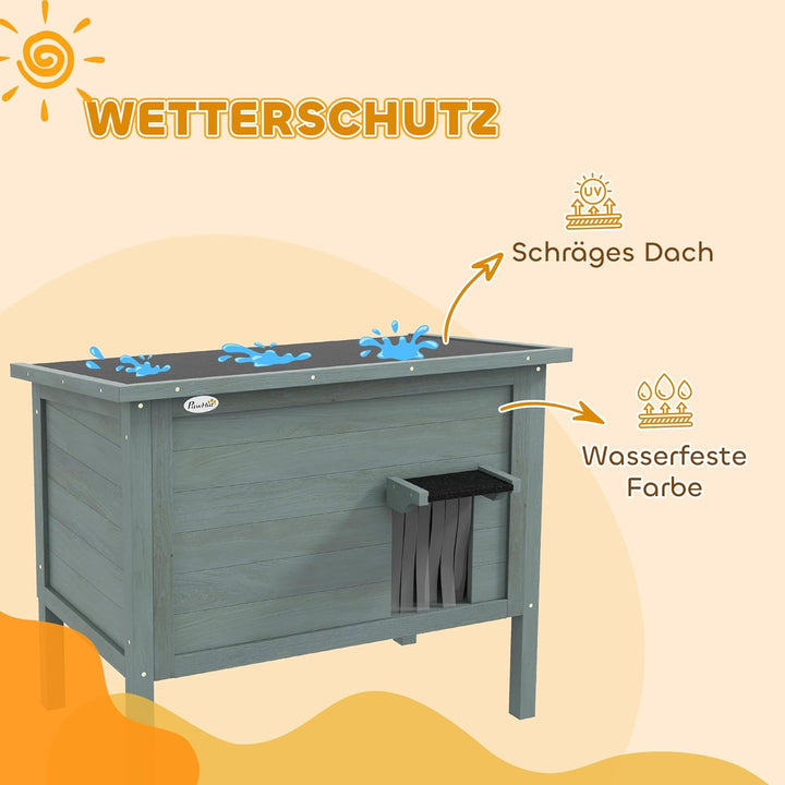 PawHut Katzenhaus aus Holz Winterfest wasserdicht Katzenhütte mit Asphaltdach Boden Füsse Katzenhöhl