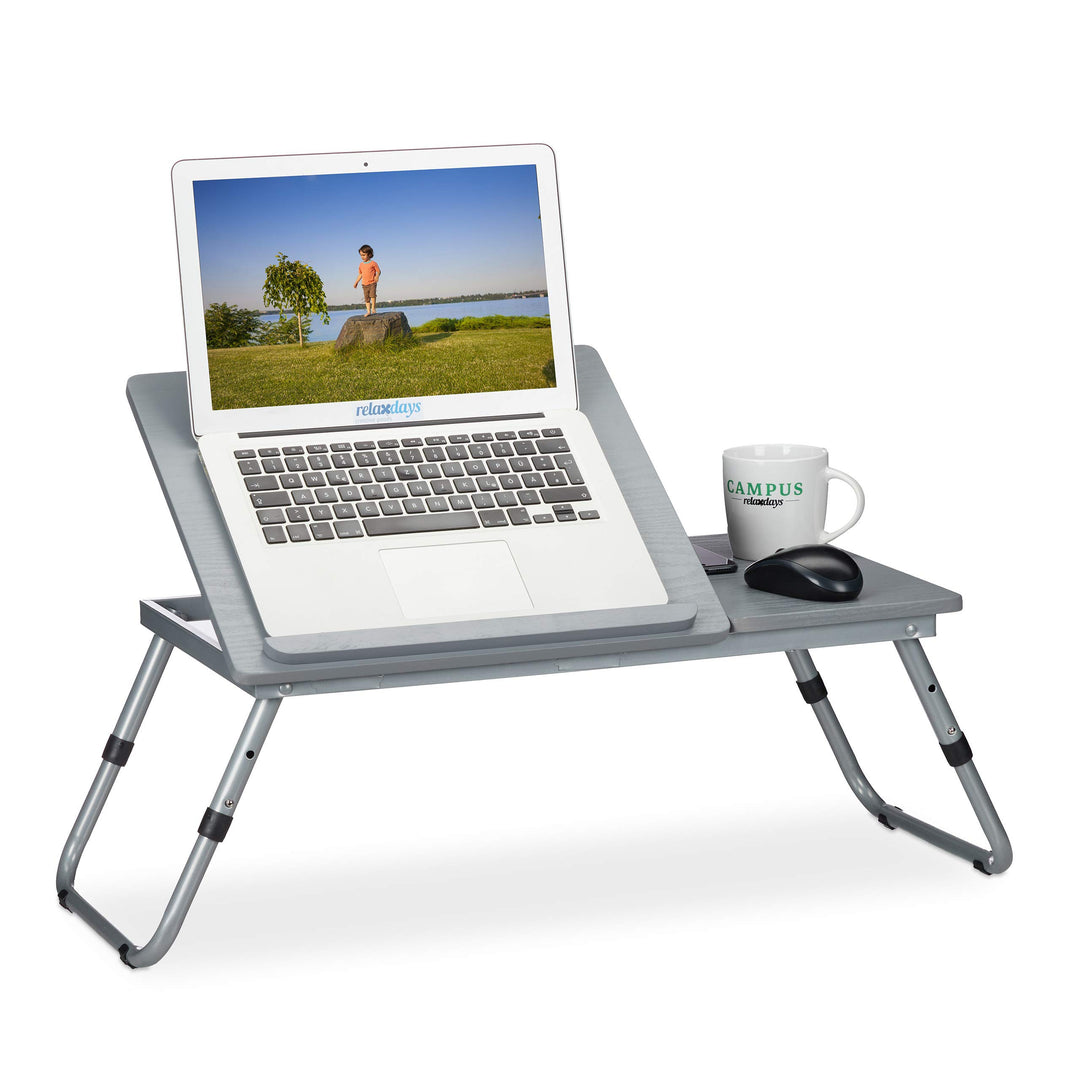 Relaxdays Laptoptisch höhenverstellbar, klappbar, neigbare Arbeitsfläche, Betttisch für Laptop, MDF,