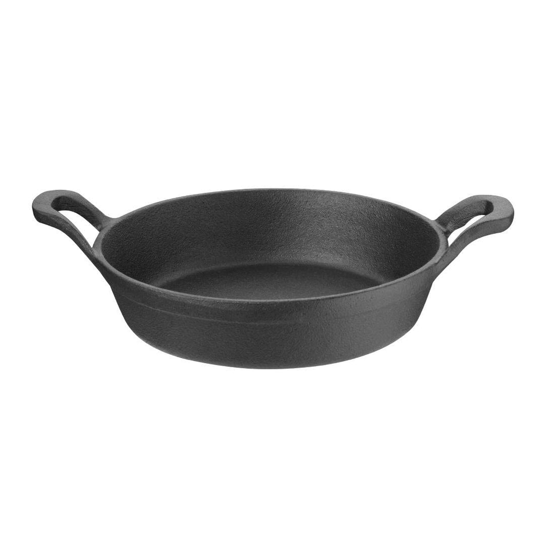Olympia Runde Gusseisen-Ohrform, 760 ml/Grösse: 18 (Durchmesser) cm, glänzend schwarz, Induktionskom