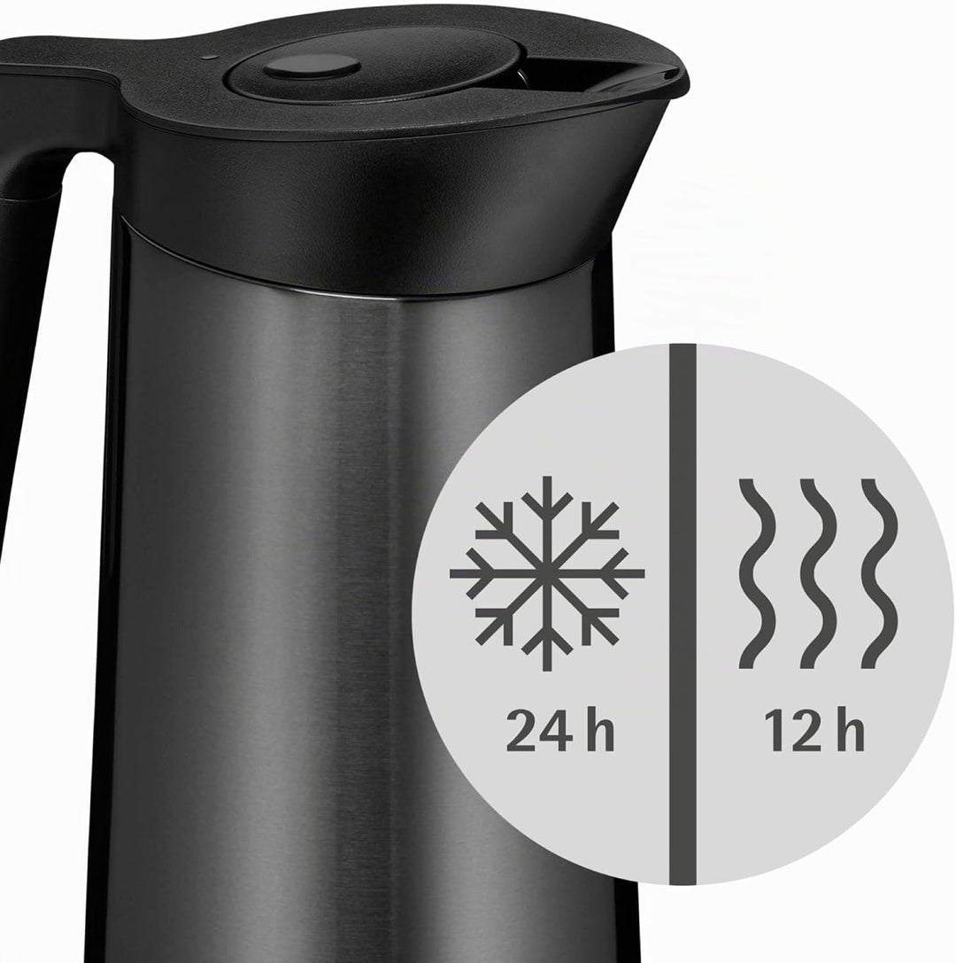 WMF Kineo doppelwandige Isolierkanne 0,6l, Thermoskanne Edelstahl mit Klick-Verschluss, Kaffeekanne