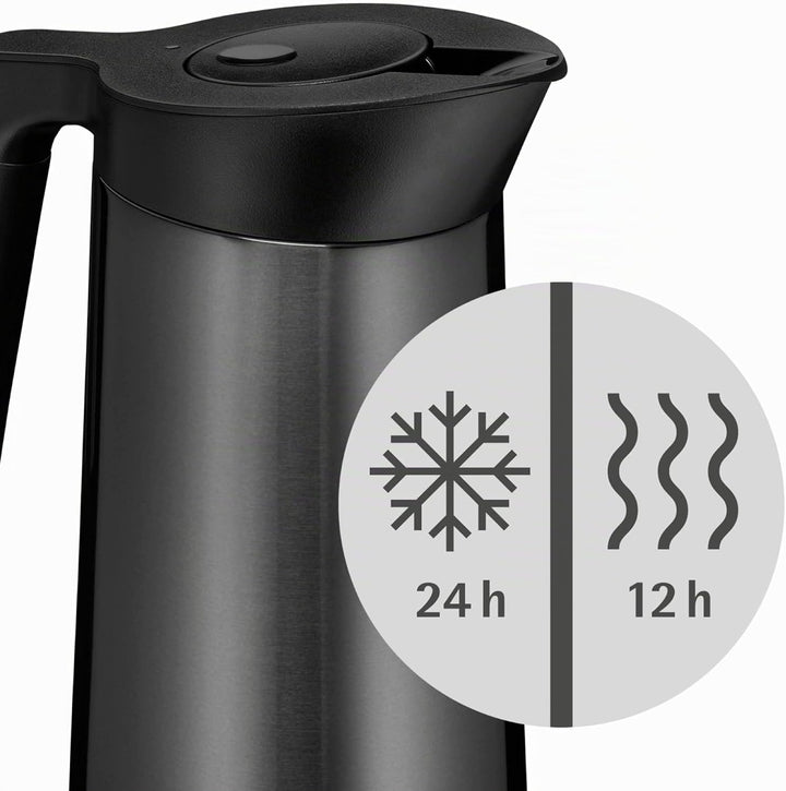WMF Kineo doppelwandige Isolierkanne 0,6l, Thermoskanne Edelstahl mit Klick-Verschluss, Kaffeekanne