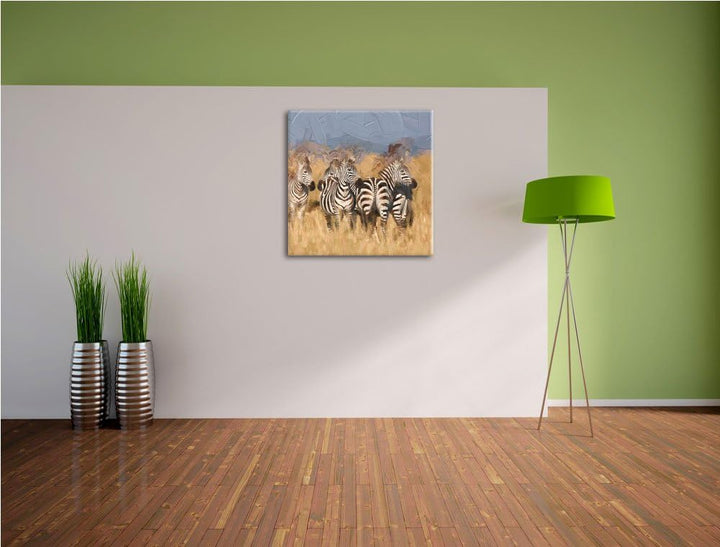 Pixxprint süsses Trio Hund Katze Meerschwein, Format: 70x70 auf Leinwand, 70x70