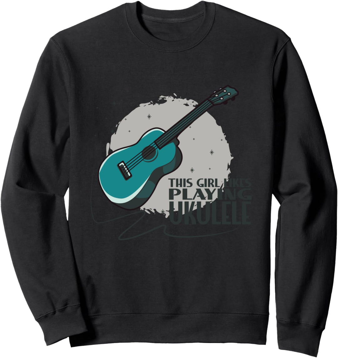 Mädchen spielt gerne Musik Musiker Gitarre Musiknoten Sweatshirt