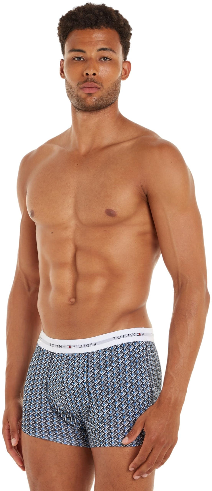 Tommy Hilfiger Herren 3er Pack Boxershorts Trunks Unterwäsche S Blau (Crop Geo/Well Water/Desert Sky