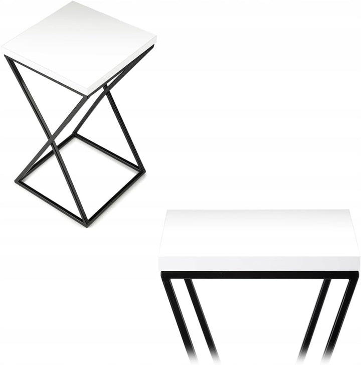 Pflanzenständer Metall 40 cm Hoch - Stabiler und Fester Blumenhocker mit Weiss MDF-Platte auf Schwar