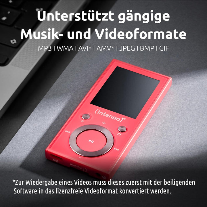 Intenso Video Scooter BT MP3 Player mit Bluetooth 5.0, 1,8 Zoll Farbdisplay, 64 GB microSD, USB-C, b